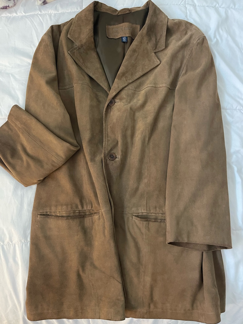 Women's Brown Suede Leather Jacket - Classic Button-Front Coat